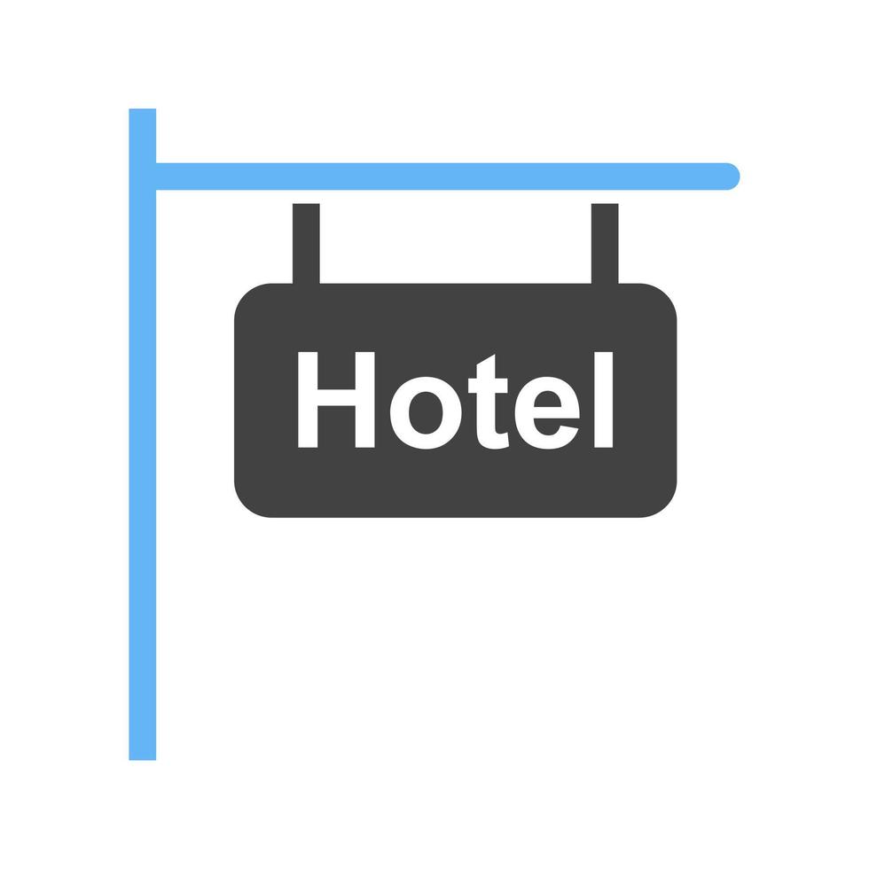 icône bleue et noire de glyphe de signe d'hôtel vecteur