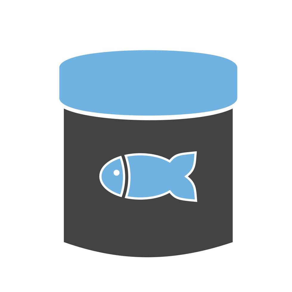icône bleue et noire de glyphe de poisson en conserve vecteur