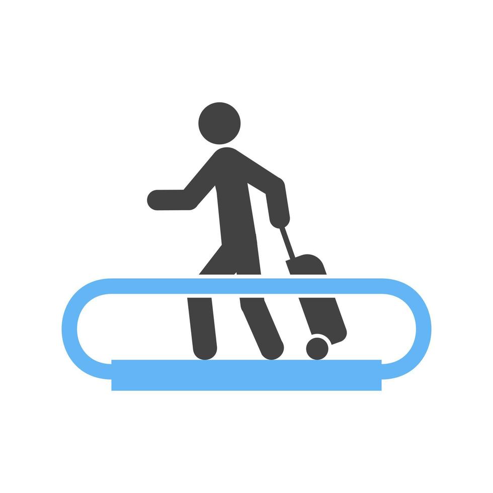 icône bleue et noire de glyphe d'escalator horizontal vecteur
