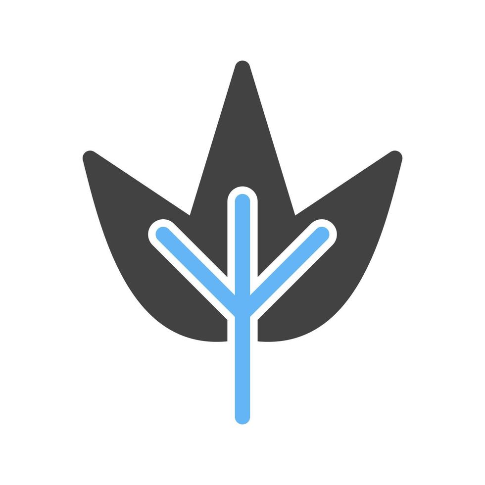 icône de glyphe de feuille d'automne bleu et noir vecteur