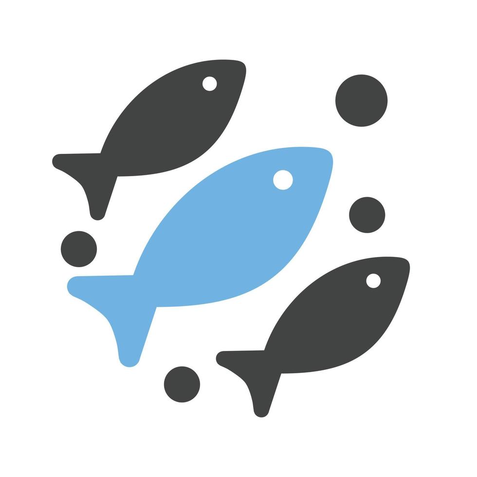 icône bleue et noire de glyphe de poisson vecteur