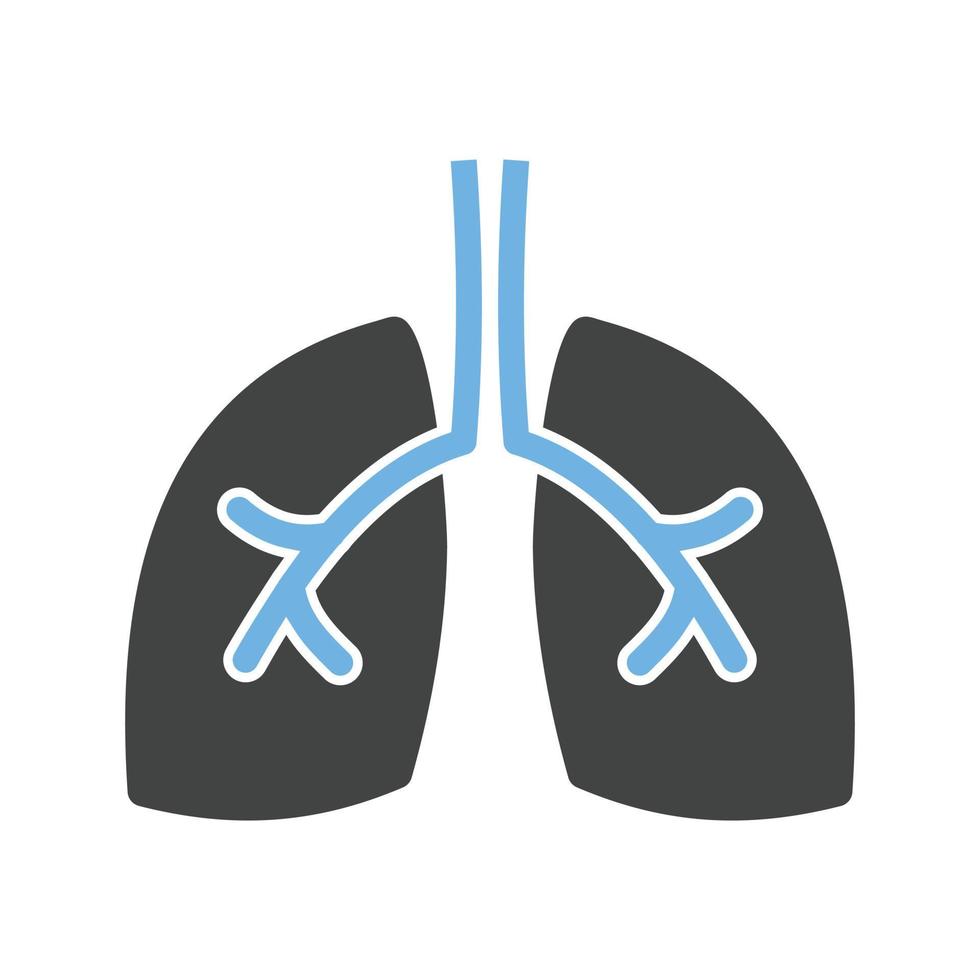 icône bleue et noire de glyphe de poumons vecteur