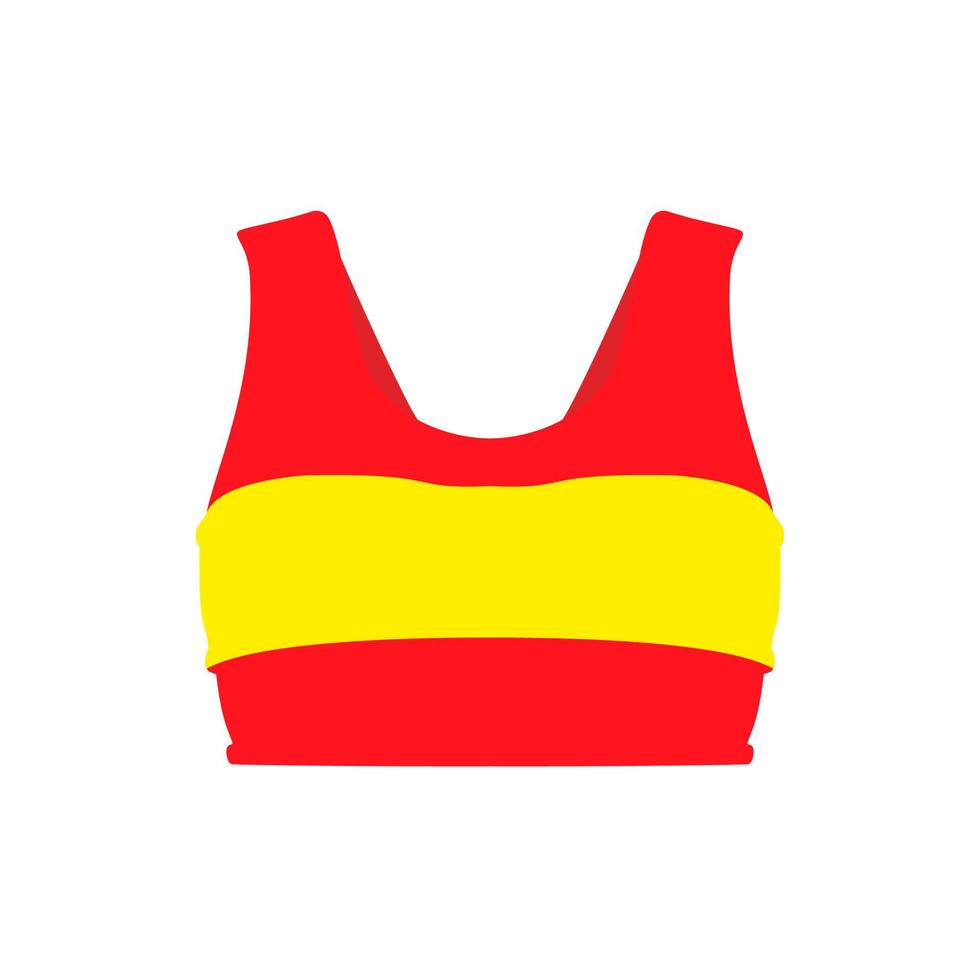 soutien-gorge de sport vêtements rouges vêtements corps illustration symbole vecteur icône. robe femme maillot de bain fitness yoga isolé blanc