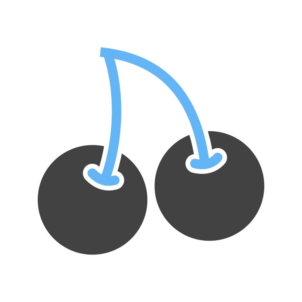 icône bleue et noire de glyphe de cerises vecteur