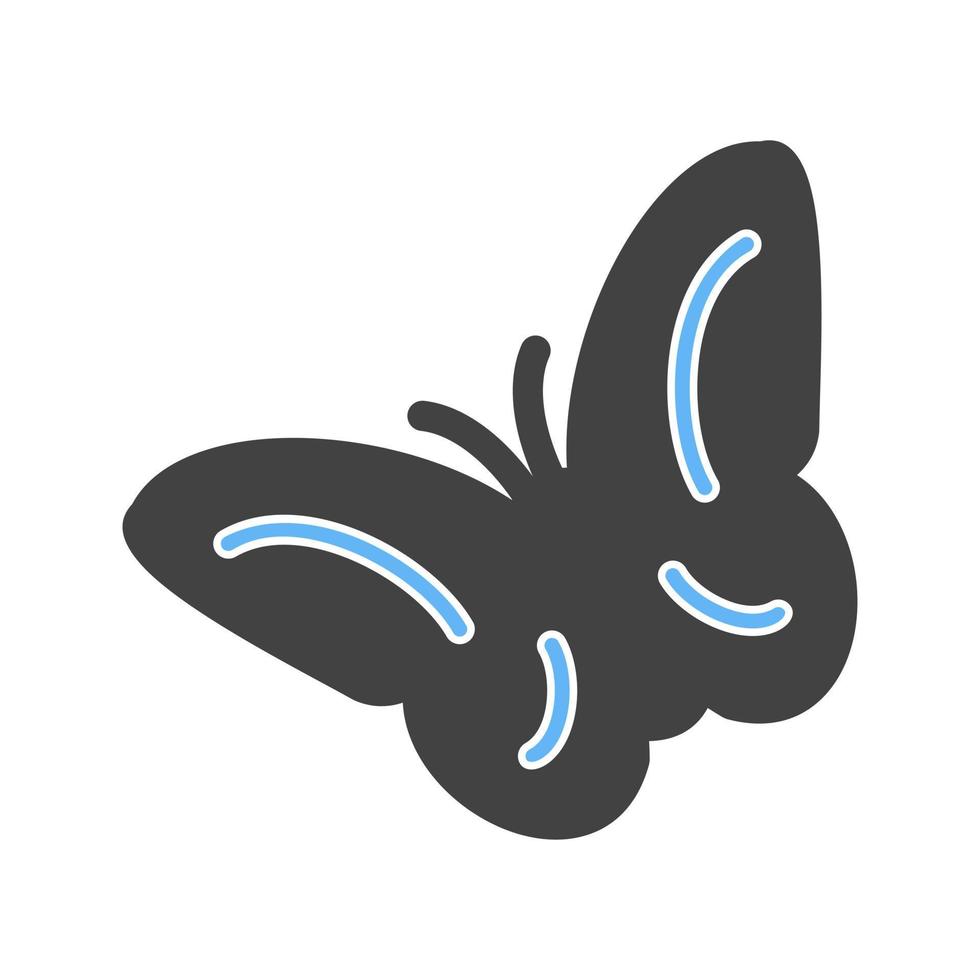 icône bleue et noire de glyphe volant papillon vecteur
