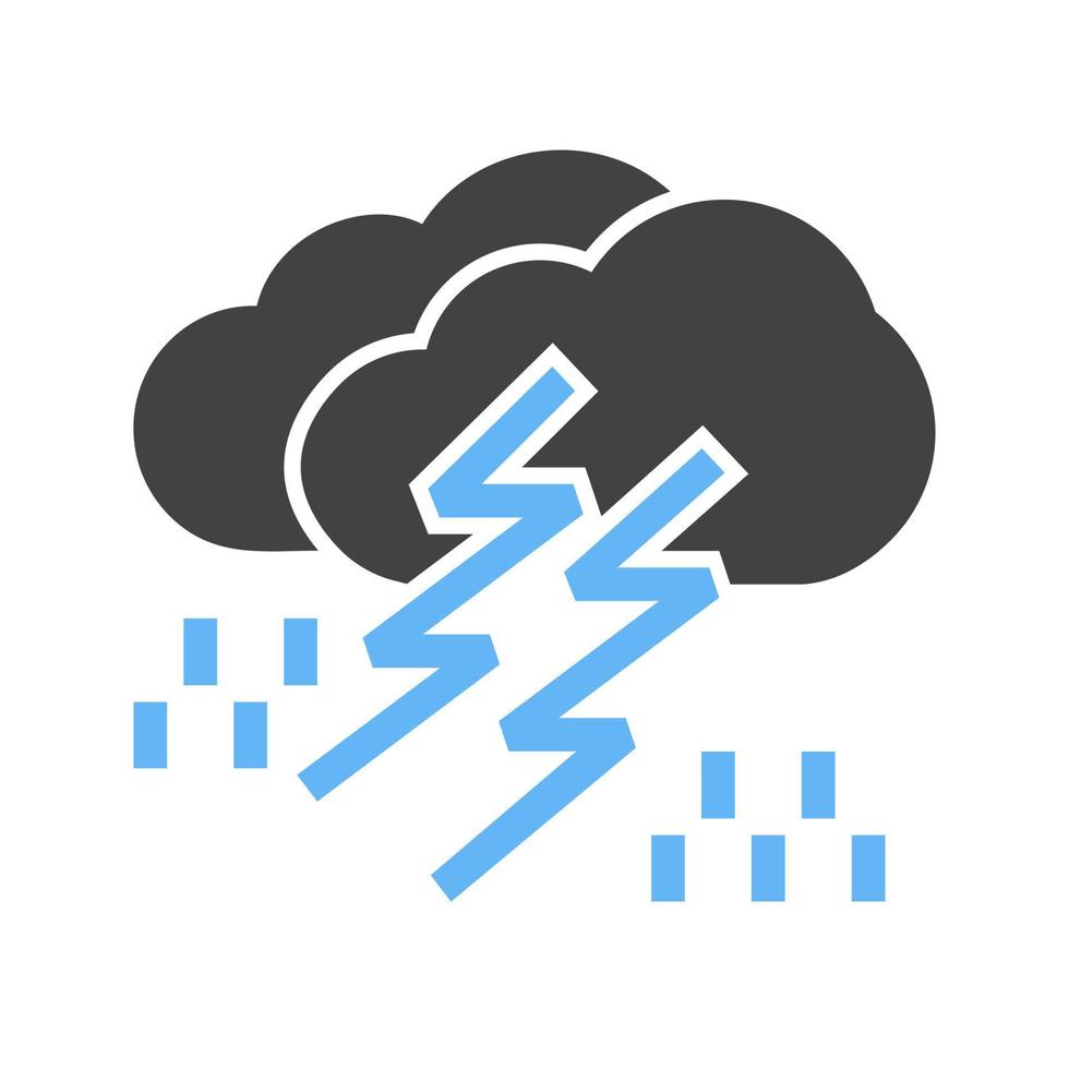 icône bleue et noire de glyphe d'orage vecteur