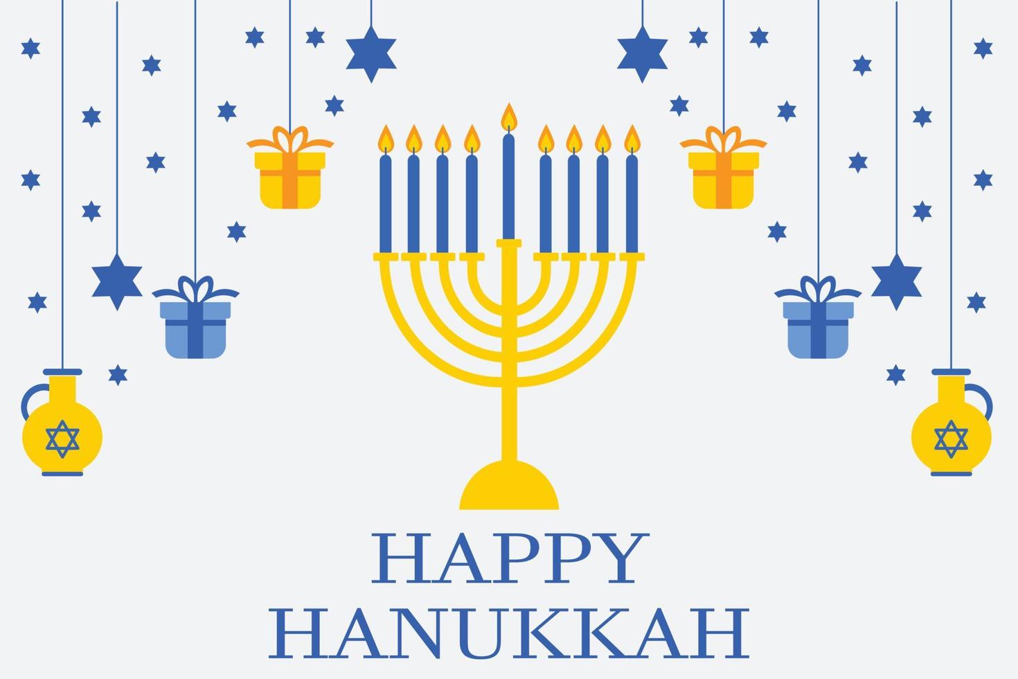 fond de hanukkah avec des bougies de vacances, des dreidels, des lettres hébraïques et des étoiles de david. conception moderne de papier découpé pour le festival juif de la lumière. illustration vectorielle avec place pour votre texte vecteur