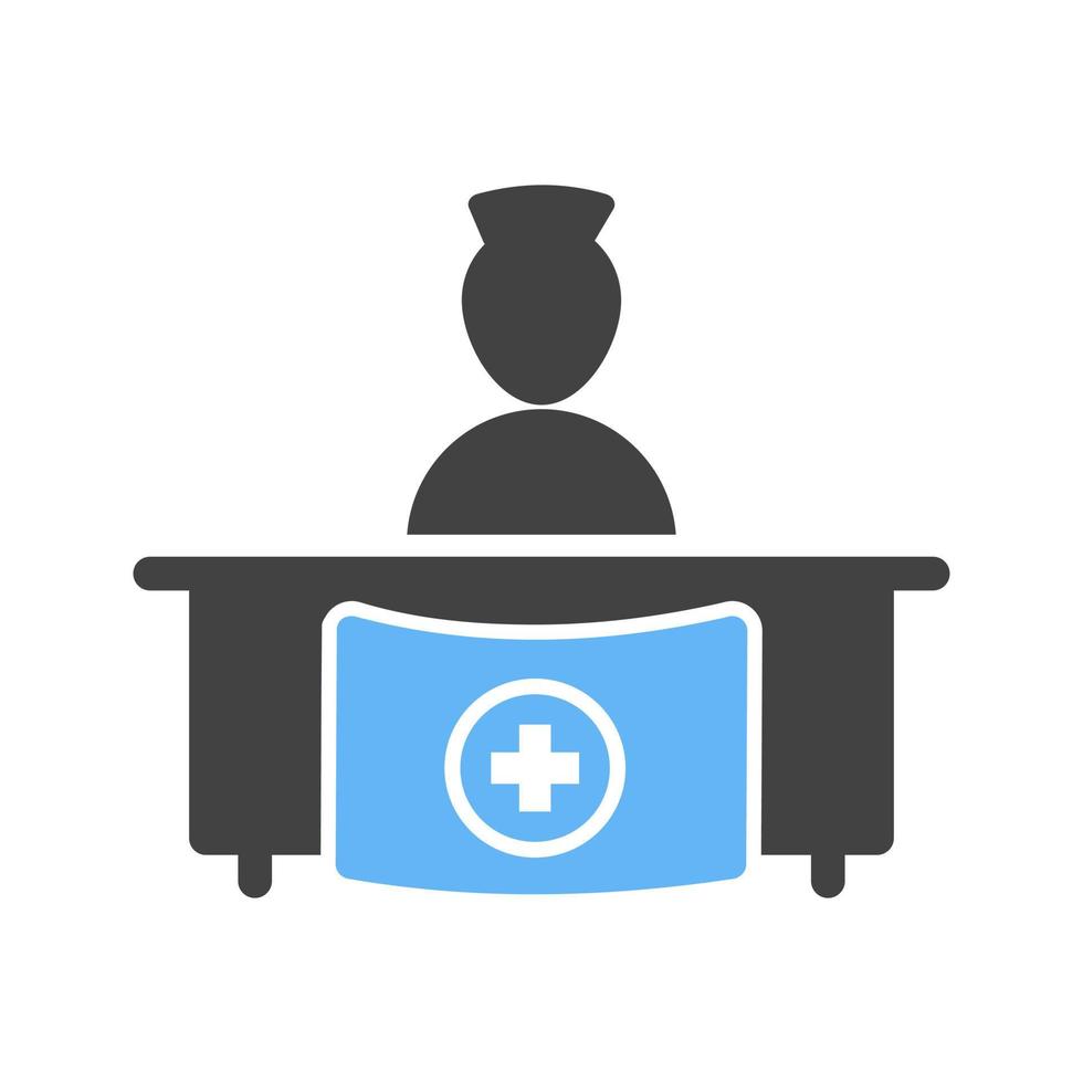 icône bleue et noire de glyphe de réception d'hôpital vecteur