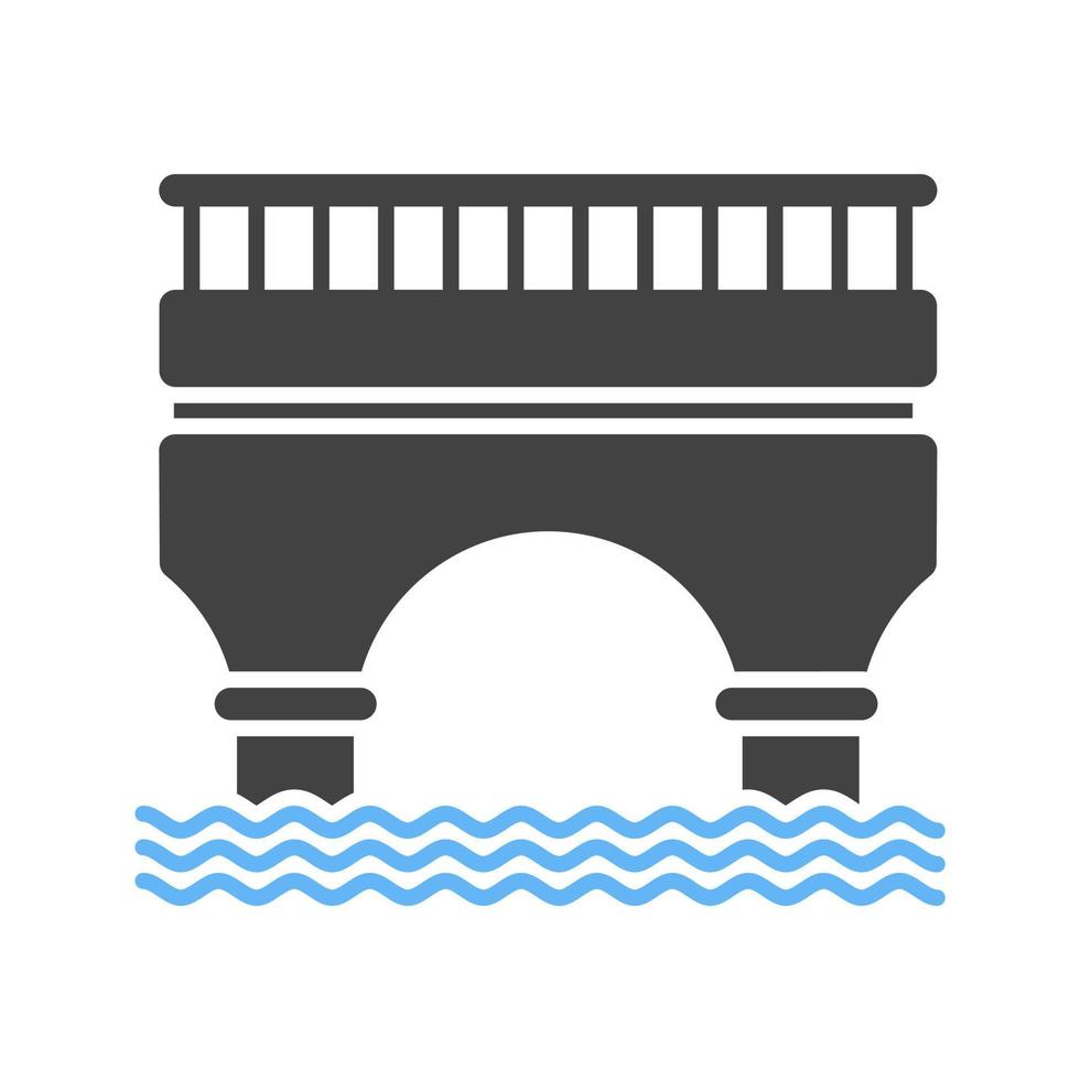 pont glyphe bleu et noir icône vecteur