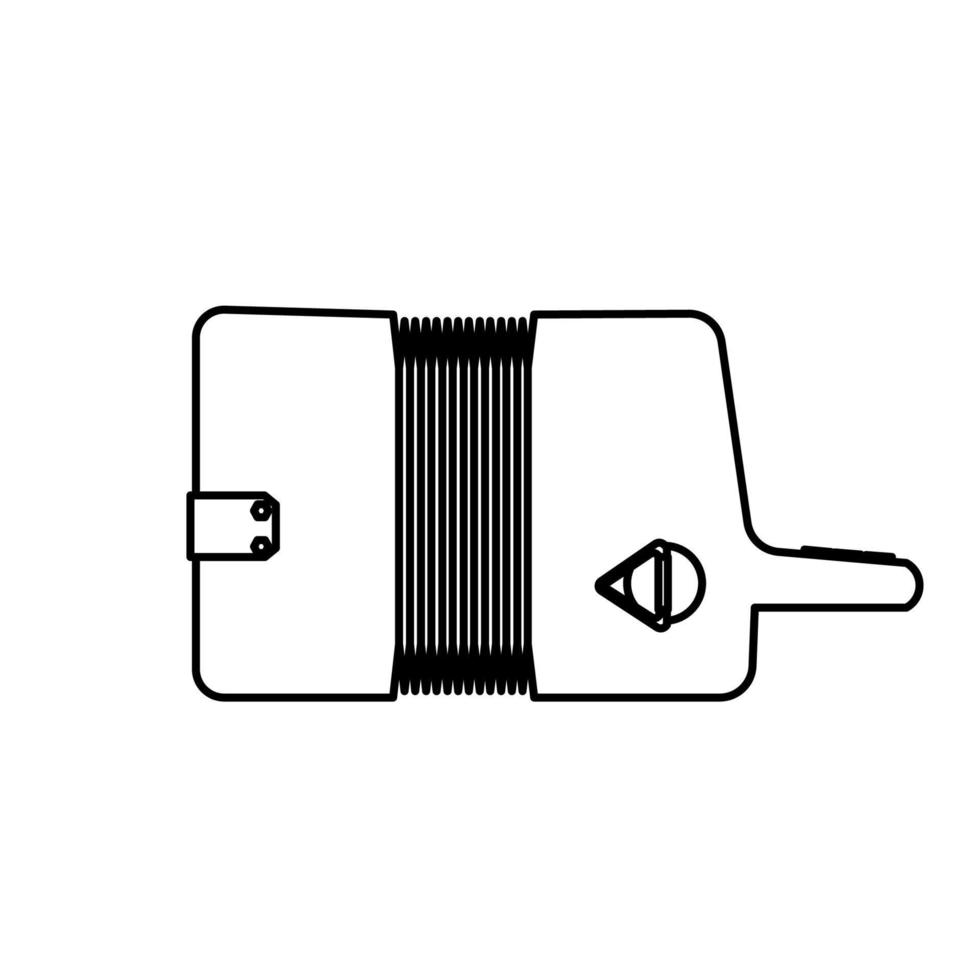 illustration vectorielle de musique d'accordéon contour d'instrument de musique et ligne d'art sonore isolée en blanc. icône objet d'équipement acoustique classique mince et mélodique russe. divertissement classique d'orchestre vecteur