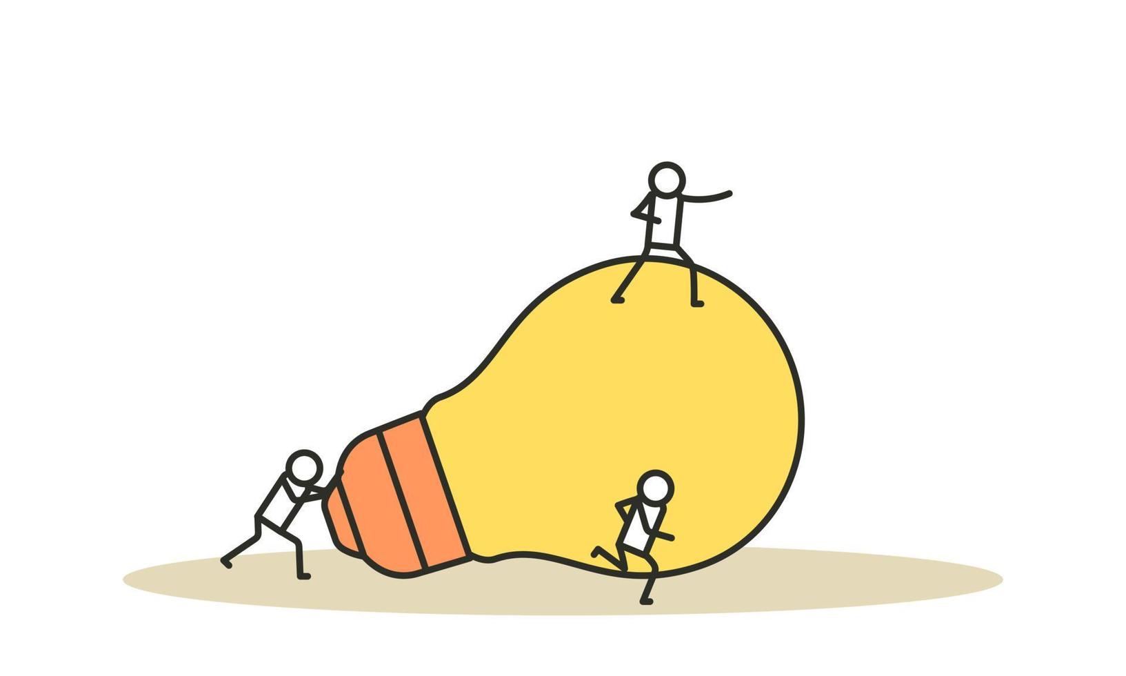des gens créatifs avec des idées novatrices. un homme et une femme tiennent une grande ampoule. illustration vectorielle de personnes talentueuses concept vecteur