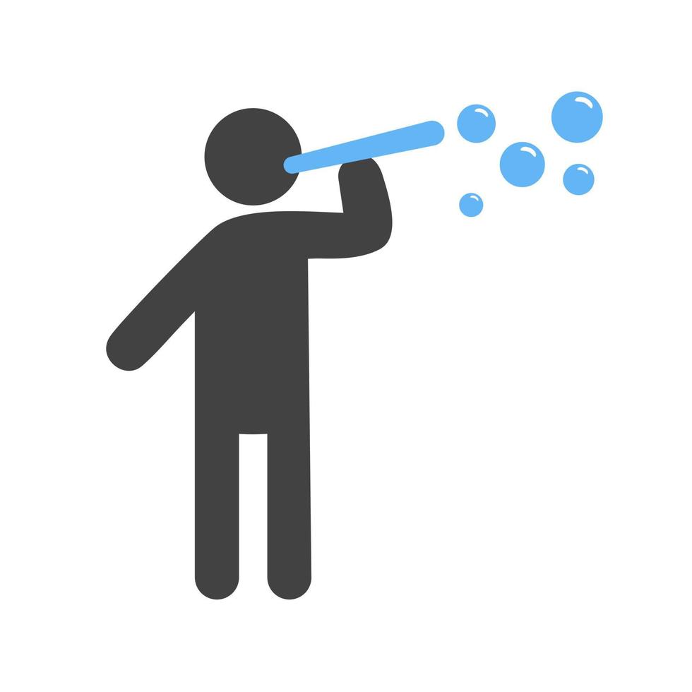homme faisant des bulles de savon icône bleue et noire de glyphe vecteur