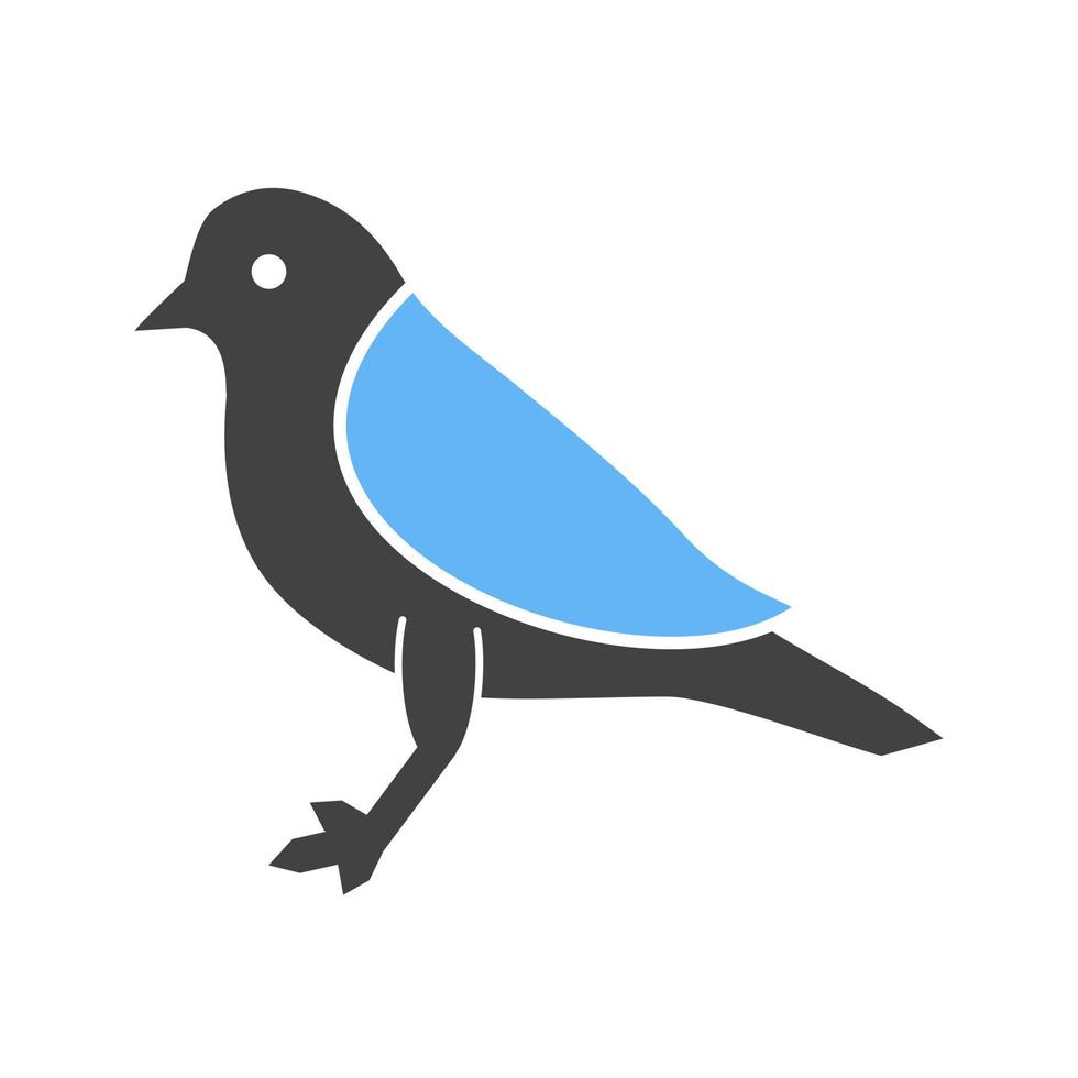icône de glyphe d'oiseau bleu et noir vecteur