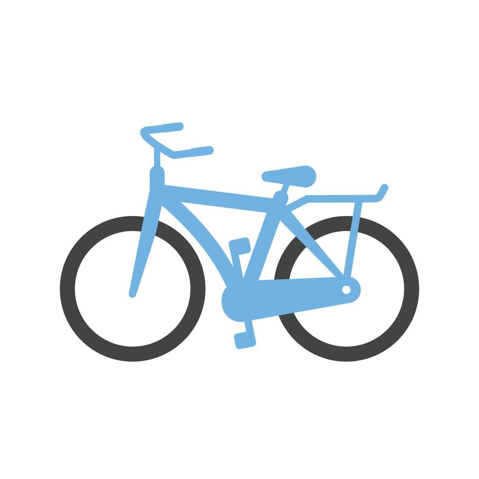 vélo je glyphe bleu et noir icône vecteur