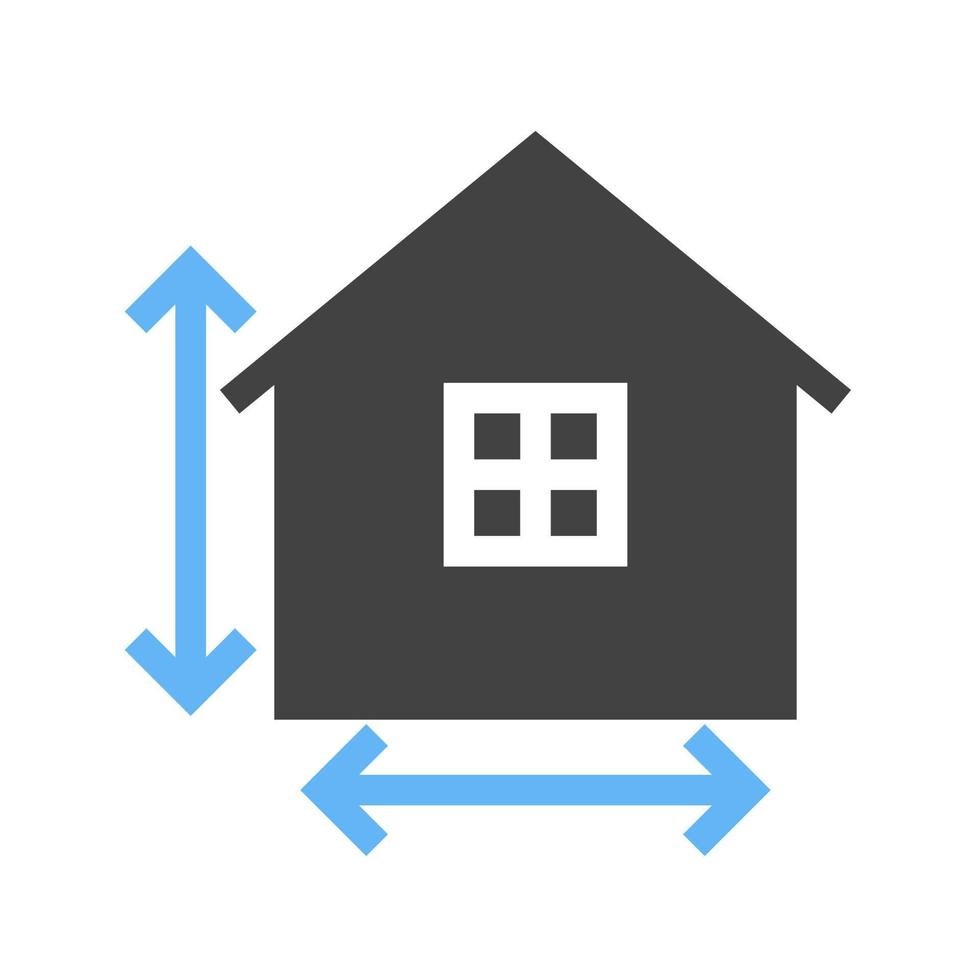 icône bleue et noire de glyphe de mesures de maison vecteur