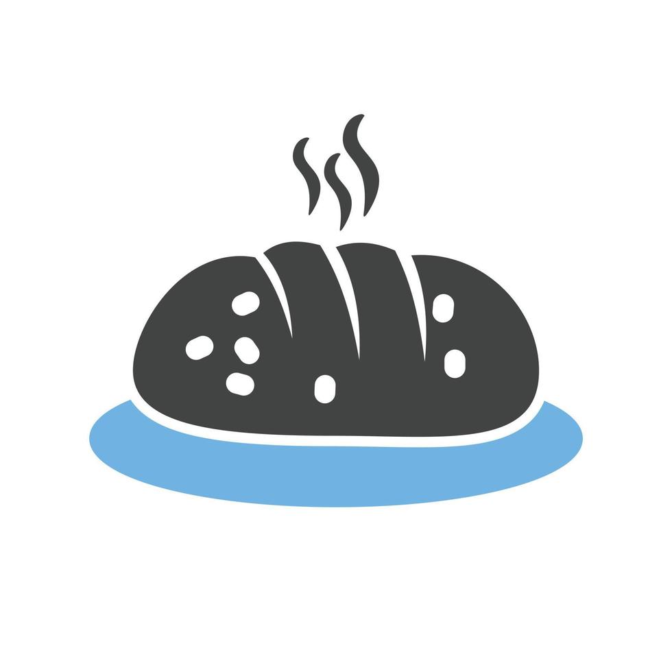 icône bleue et noire de glyphe de pain chaud vecteur