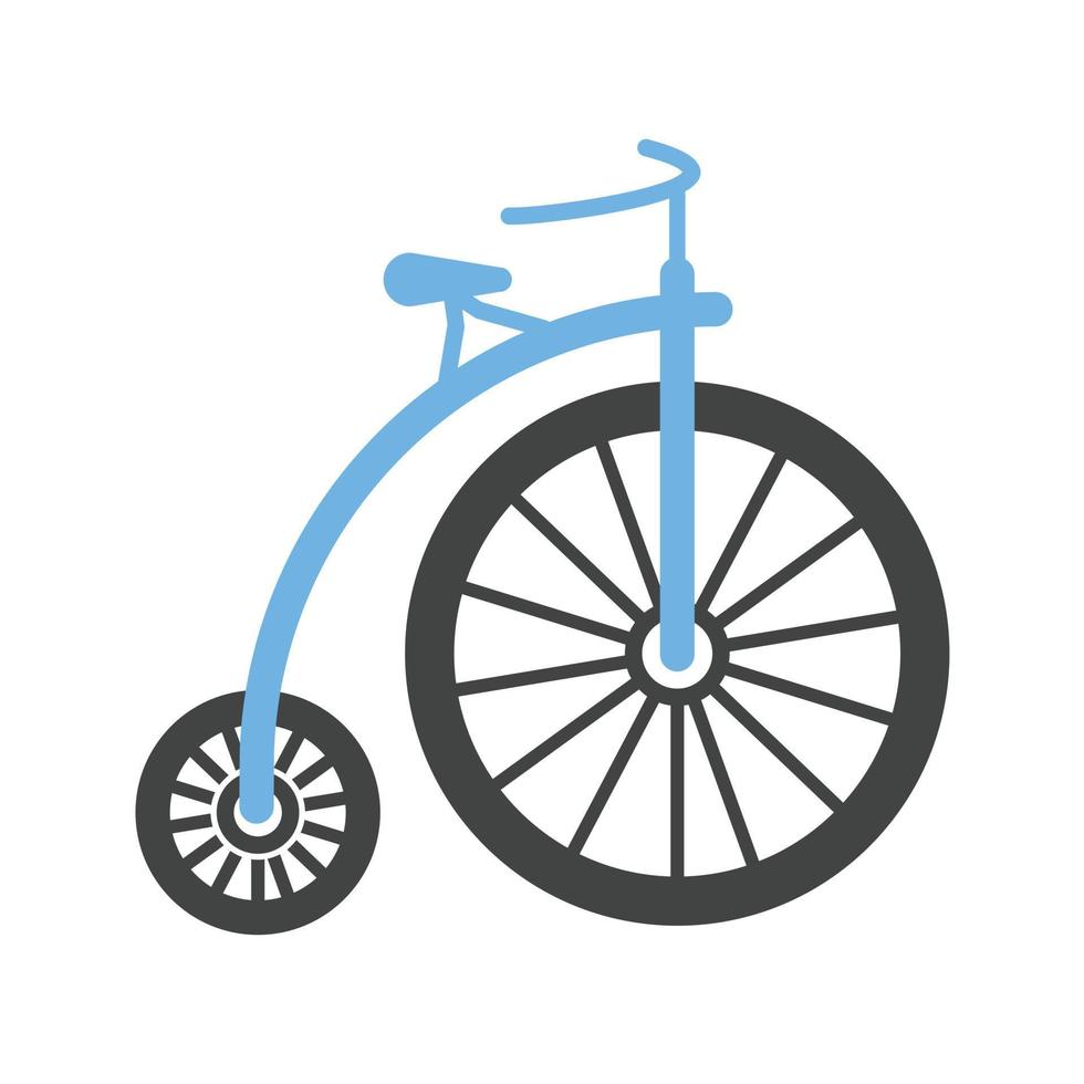 vélo ii glyphe bleu et noir icône vecteur
