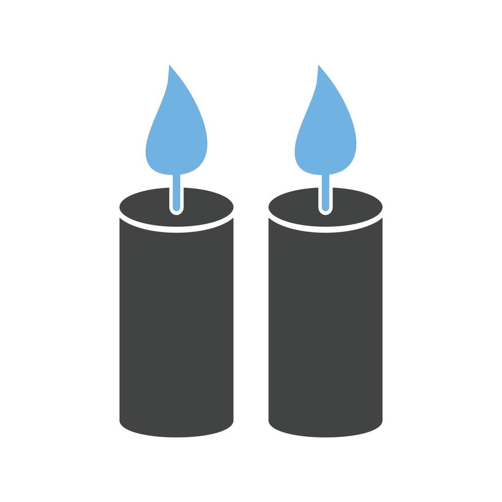 deux bougies glyphe icône bleue et noire vecteur