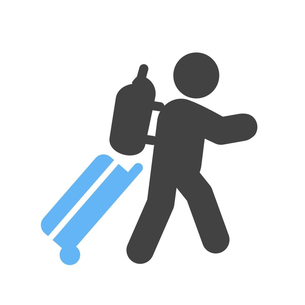 icône bleue et noire de glyphe de bagages vecteur