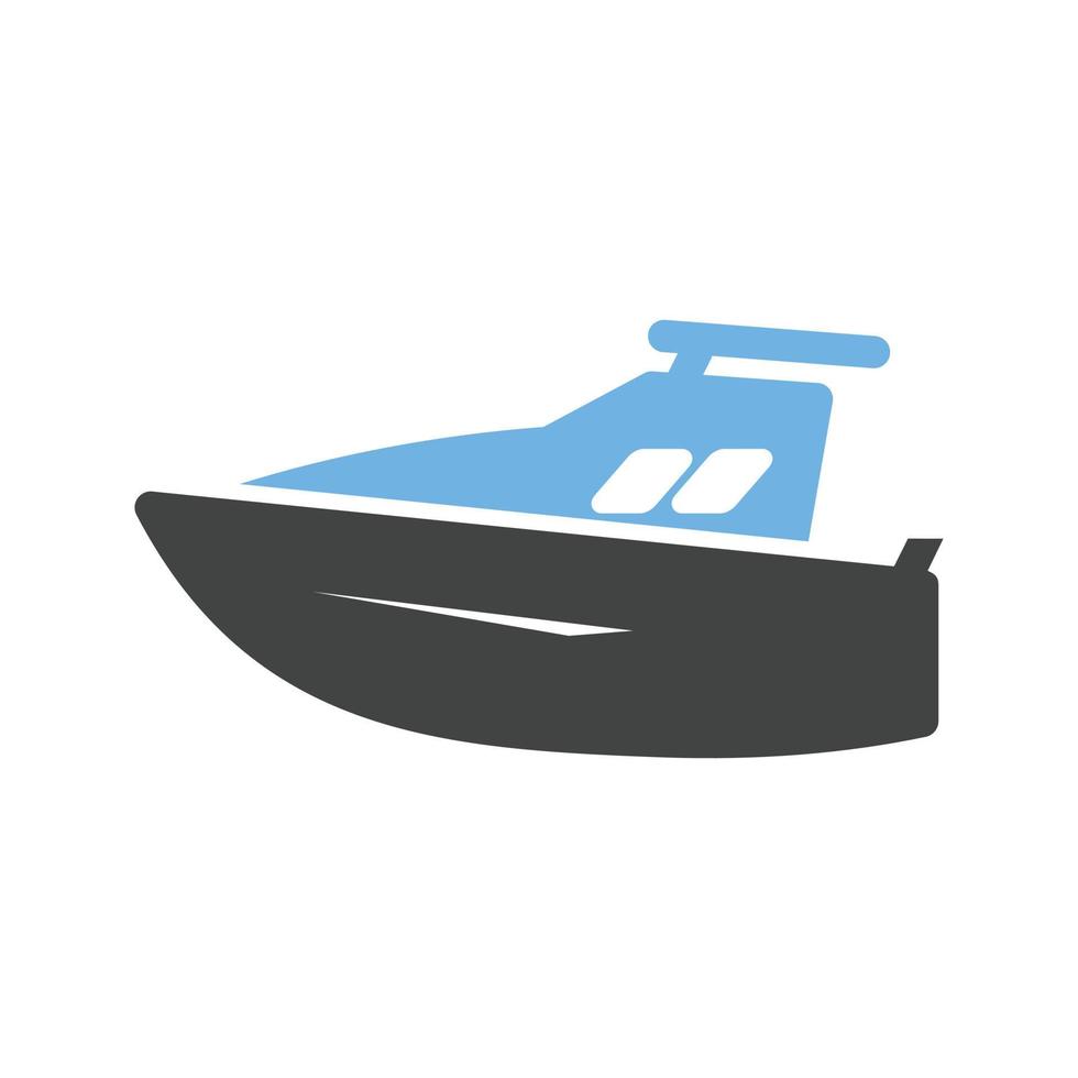 icône bleue et noire de glyphe de yacht vecteur