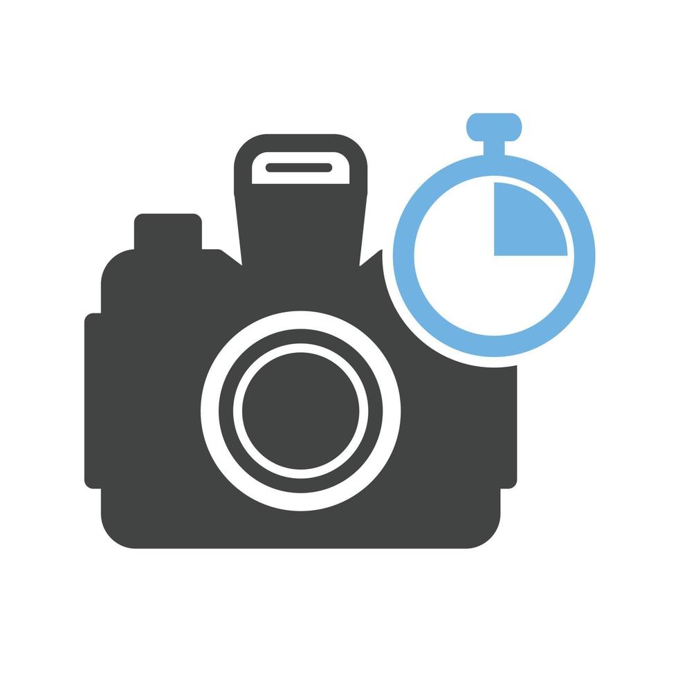 minuterie sur l'icône bleue et noire de glyphe de caméra vecteur