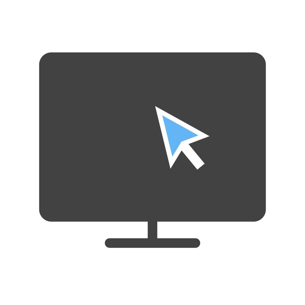 icône de glyphe d'écran bleu et noir vecteur