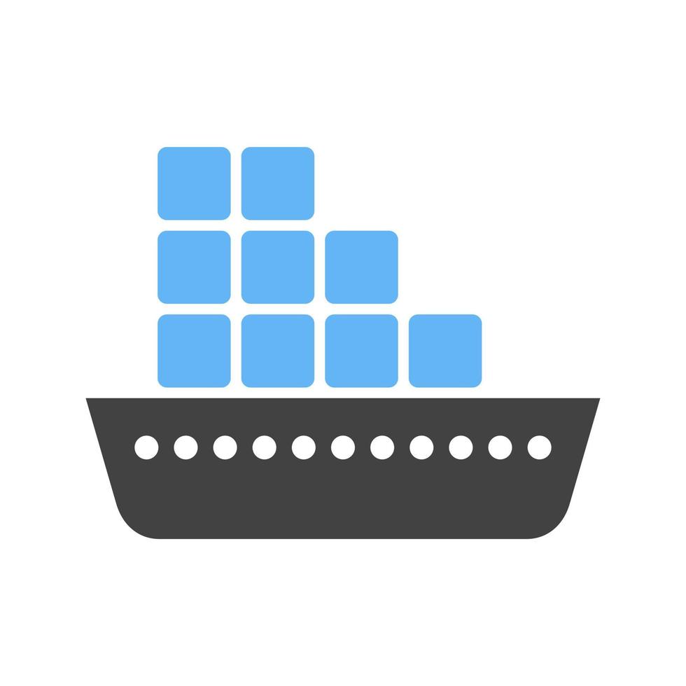 icône bleue et noire de glyphe de navire cargo vecteur