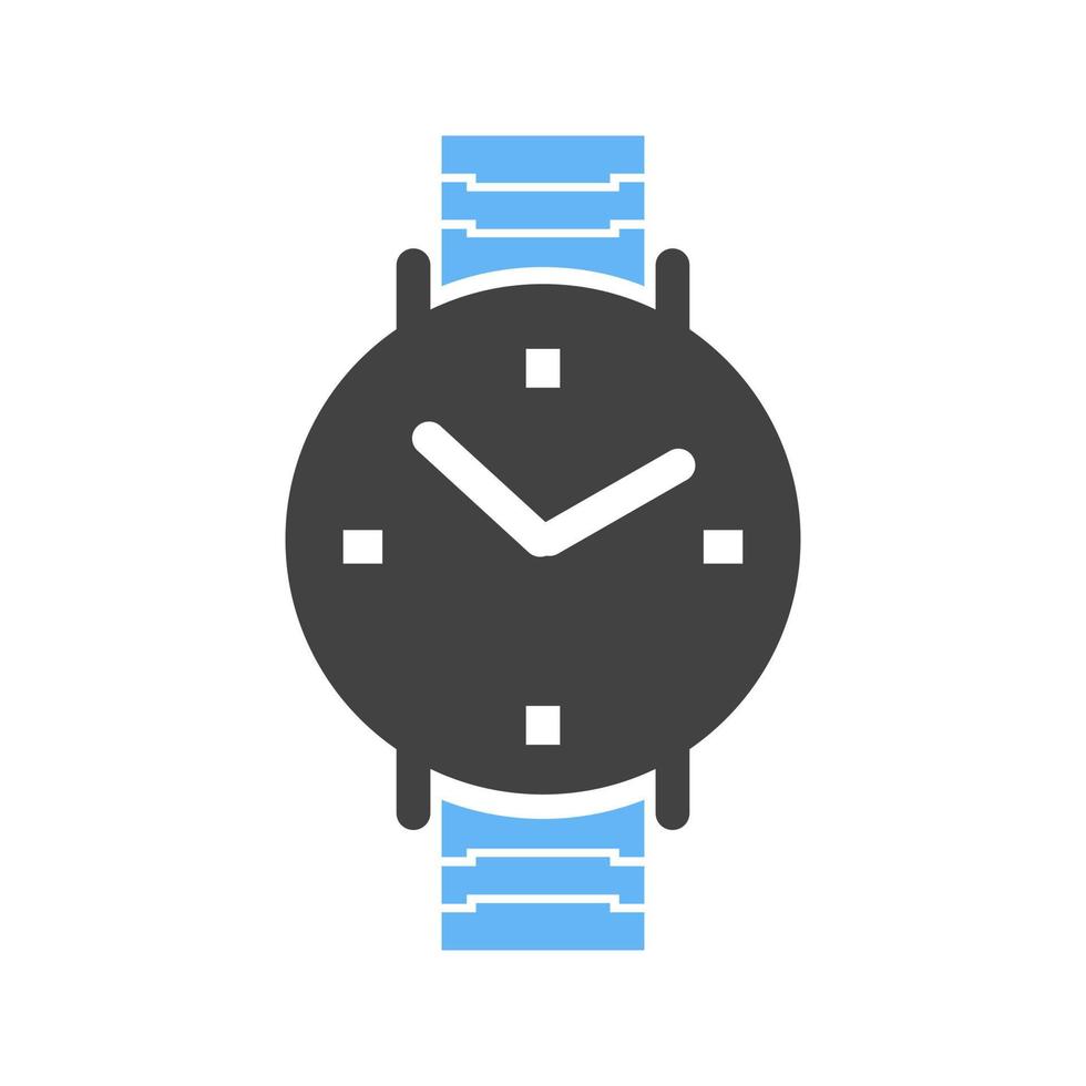 montre-bracelet icône glyphe bleu et noir vecteur