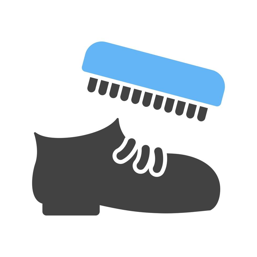 icône bleue et noire de glyphe de polissage de chaussures vecteur
