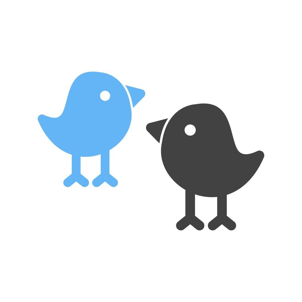 icône bleue et noire de glyphe de petits oiseaux vecteur