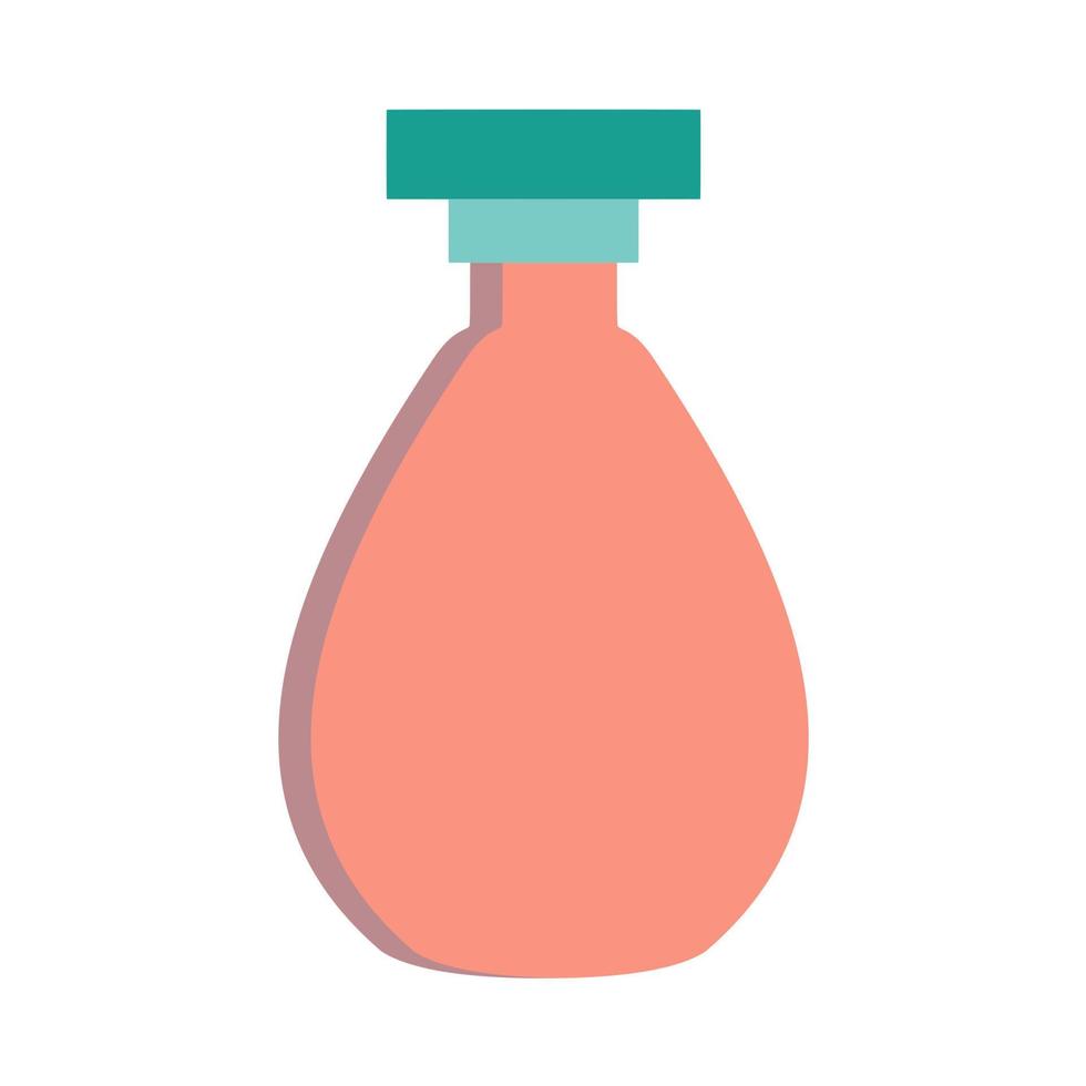 bouteille de parfum soins cosmétiques contenant liquide icône vectorielle plate. closeup, retro, aromatique, femmes, verre rose, signe vecteur