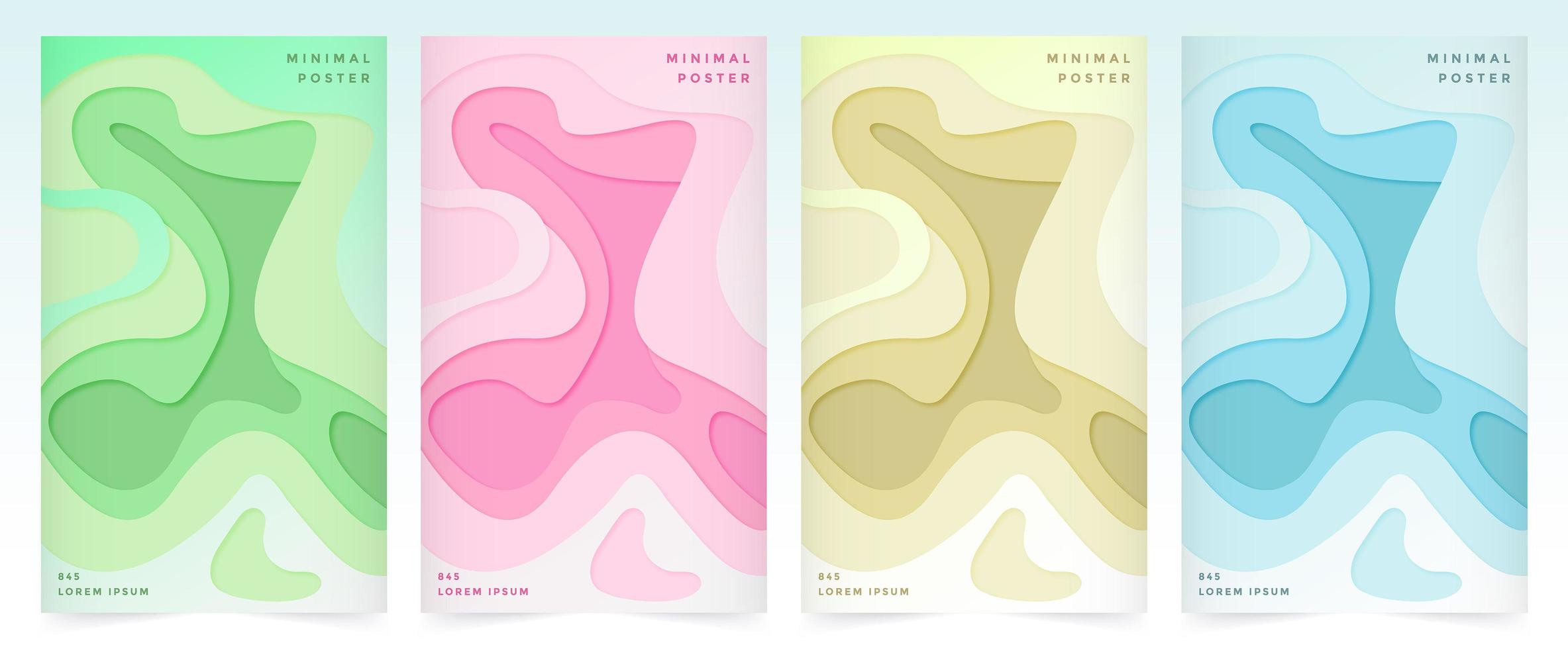 ensemble de couverture style abstrait papier découpé design couleur douce vecteur