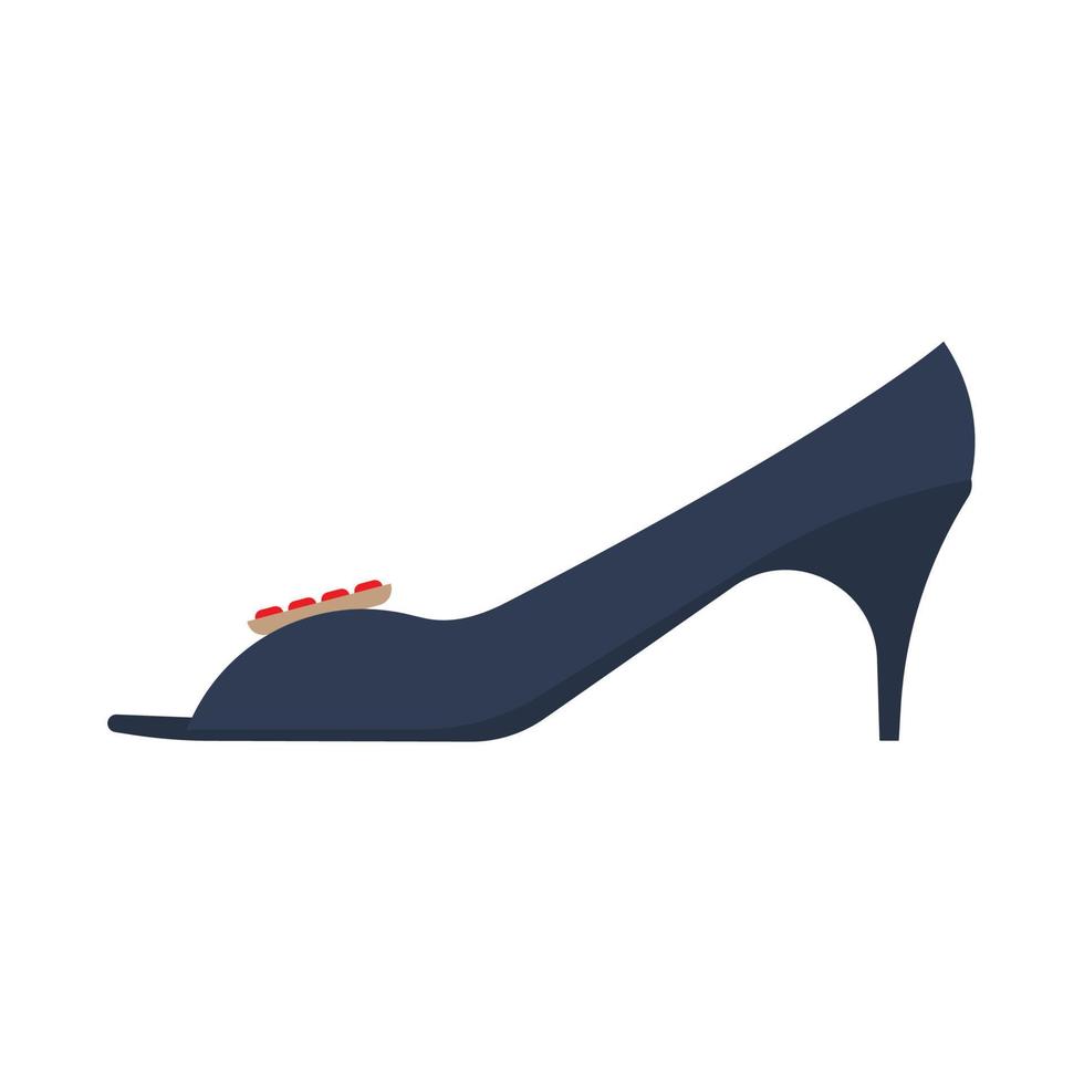 chaussures de cour symbole bleu isolé logo féminin icône vectorielle vue latérale. botte de mode femme illustration plate élégante vecteur
