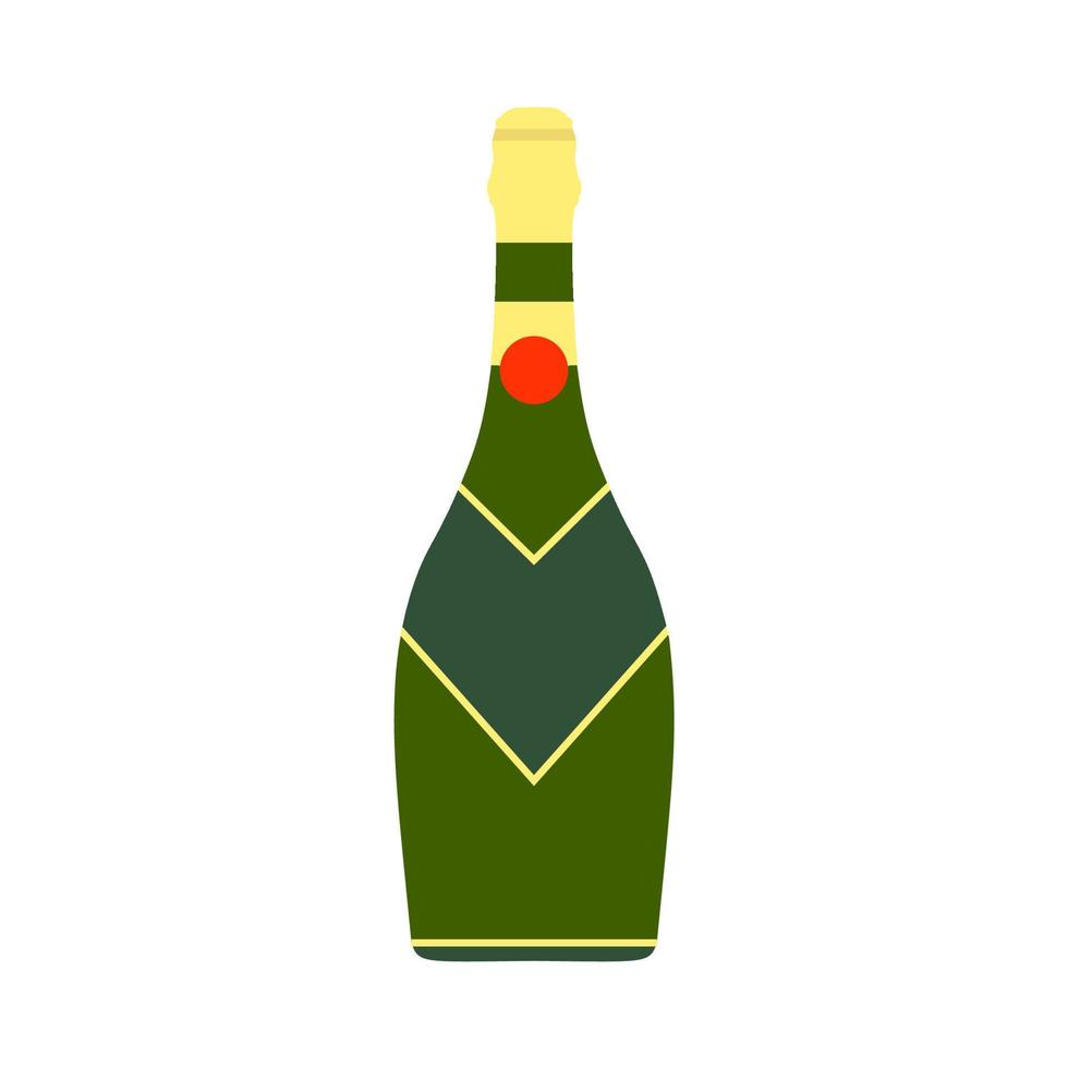 bouteille de champagne vert boisson festive décoration symbole vecteur icône. liquide anniversaire salutation verre boisson
