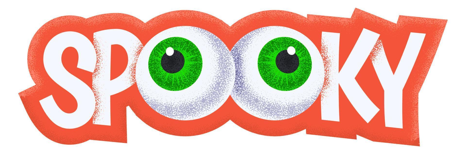 illustration vectorielle d'inscription effrayante lumineuse avec des yeux humains verts conçus pour la célébration d'halloween vecteur