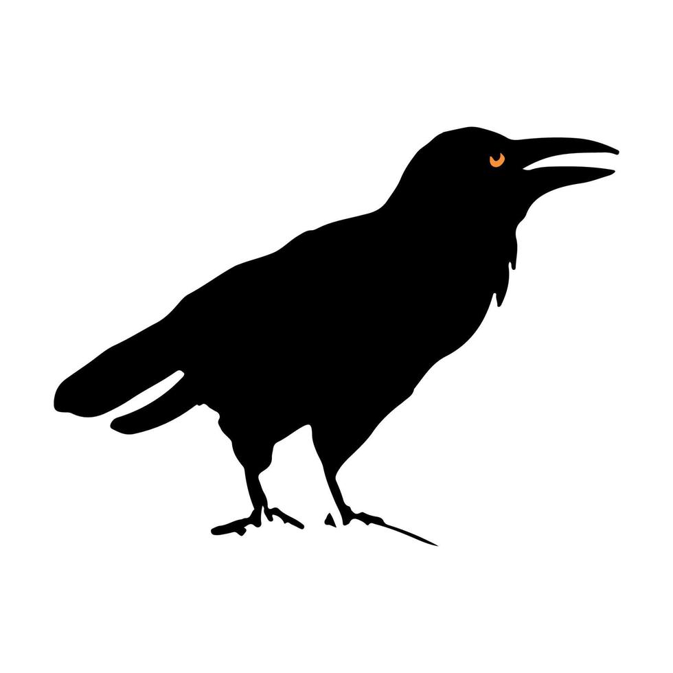 silhouette de corbeau. illustration d'icône d'oiseau effrayant pour les vacances d'halloween. vecteur