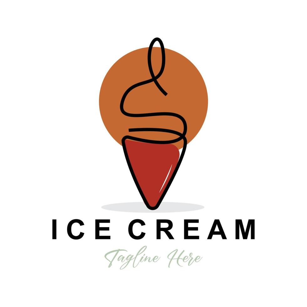 création de logo de crème glacée, illustration d'aliments frais doux et froids, vecteur préféré des enfants, marque de produit