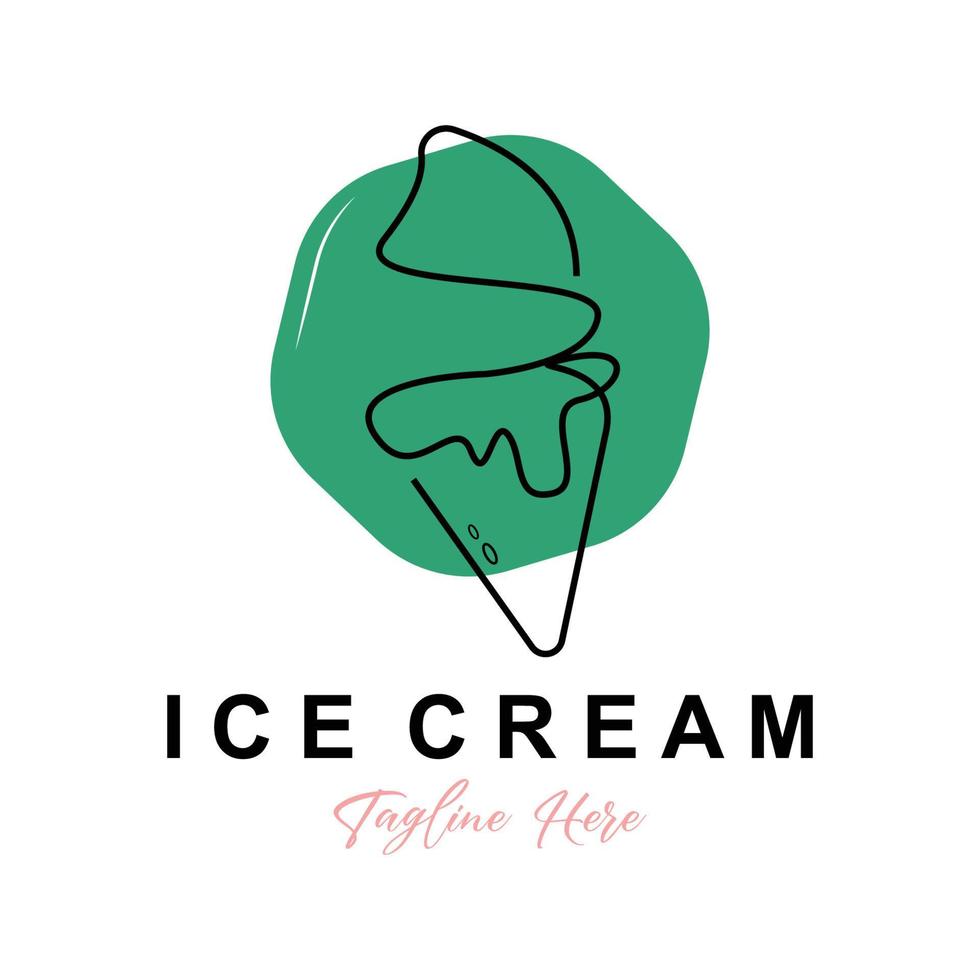 création de logo de crème glacée, illustration d'aliments frais doux et froids, vecteur préféré des enfants, marque de produit