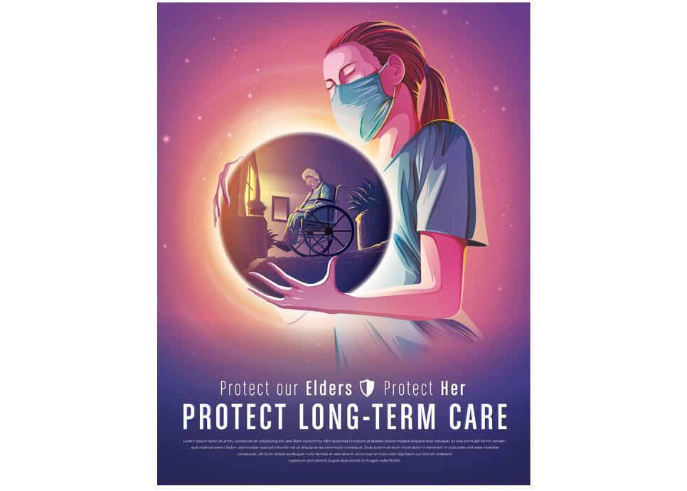 infirmière à protéger les soins de longue durée vecteur