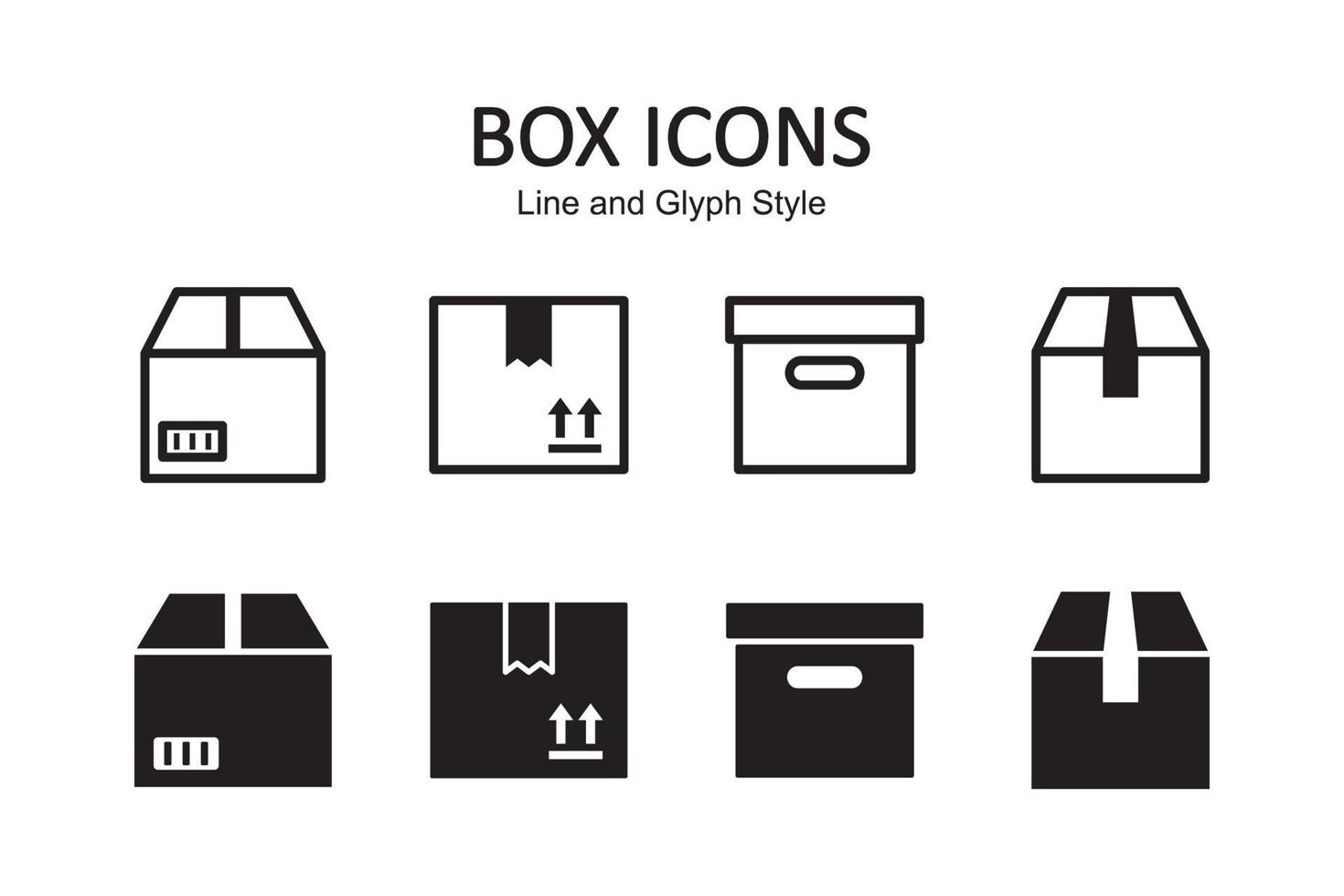 jeu d'icônes de boîte. colis de livraison, boîte à colis. conception de style ligne et plat. illustration graphique vectorielle. adapté à la conception de sites Web, au logo, à l'application, au modèle et à l'interface utilisateur. vecteur