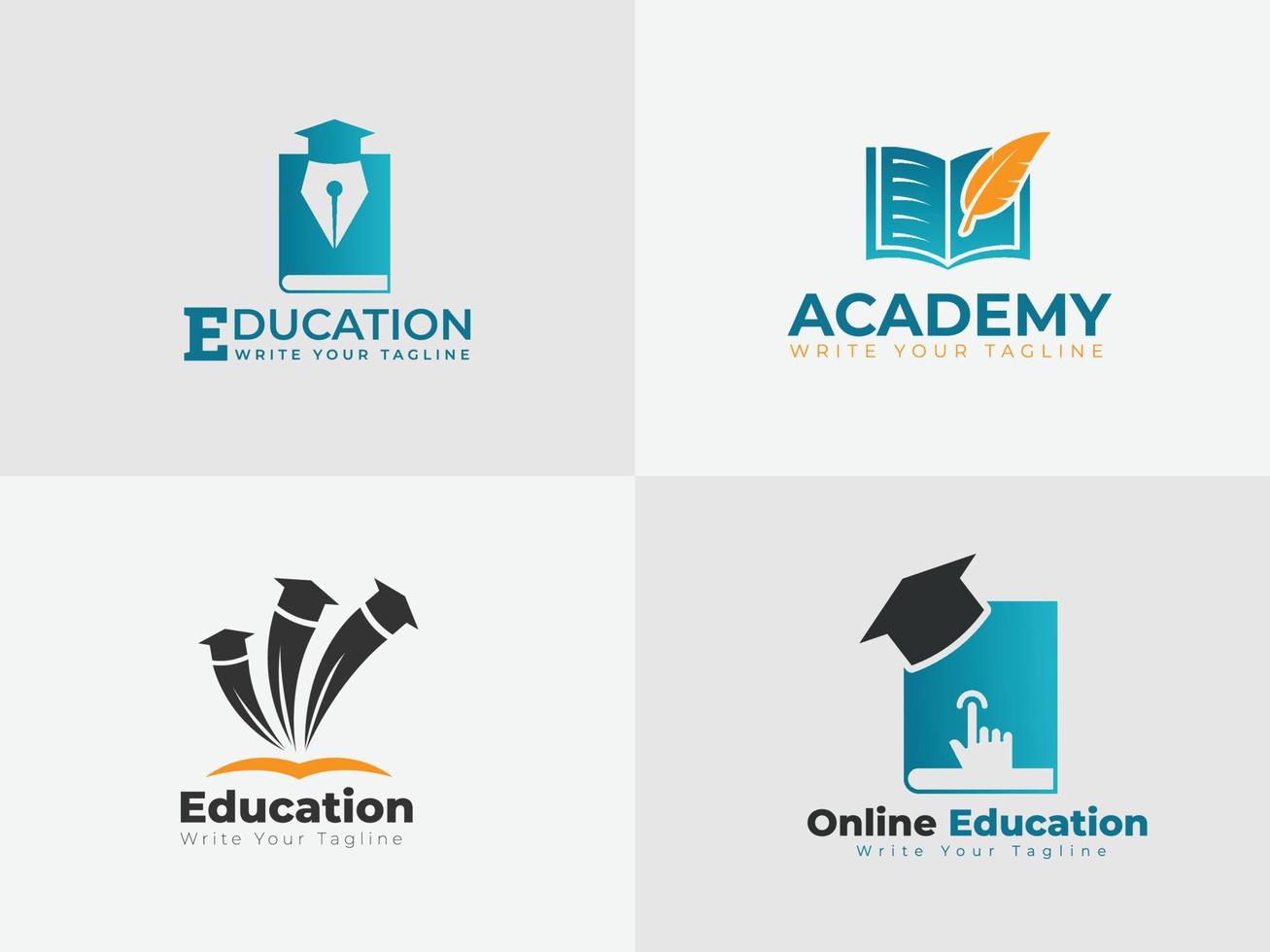 ensemble de conception de logo d'éducation. création de logo emblématique à des fins éducatives vecteur