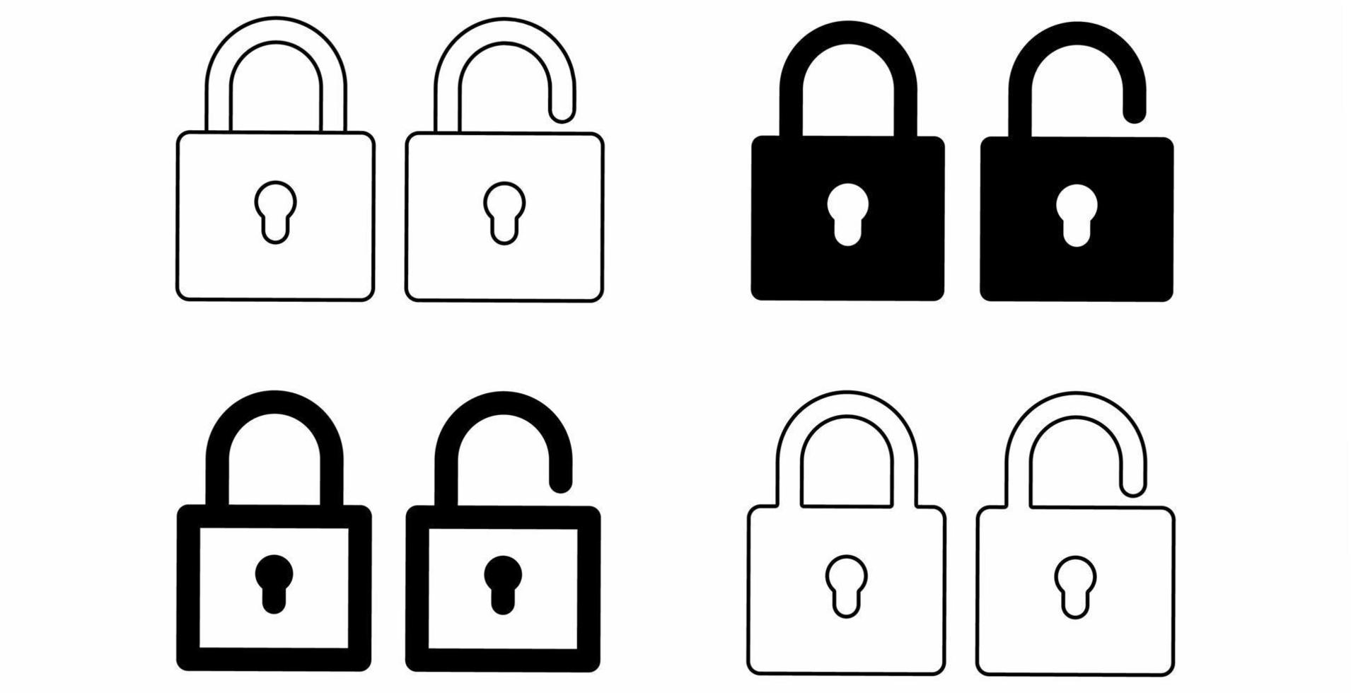 jeu d'icônes de cadenas isolé sur fond blanc. illustration vectorielle d'icône de déverrouillage de verrouillage vecteur