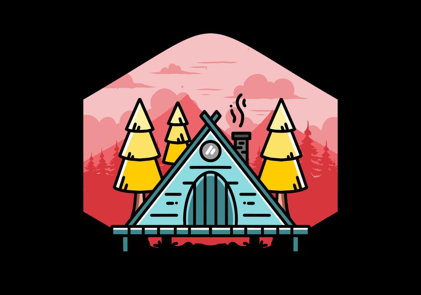 cabane en bois triangle entre la conception d'illustration de pins vecteur