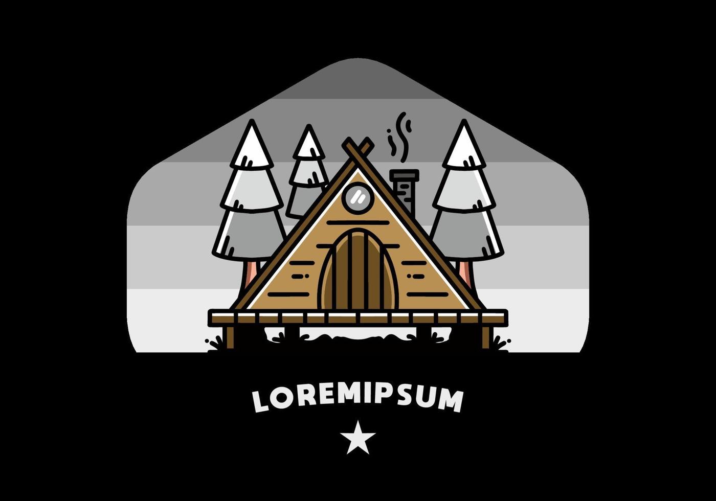 cabane en bois triangle entre la conception d'illustration de pins vecteur