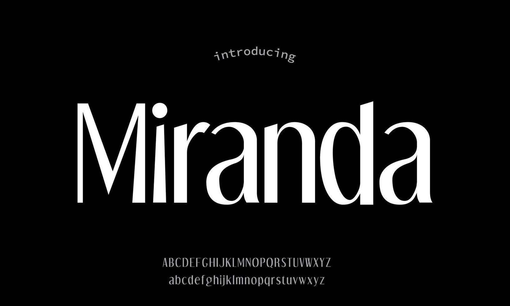 miranda, élégante police de lettres de l'alphabet. lettrage classique en cuivre, dessins de mode minimalistes. illustration vectorielle. vecteur