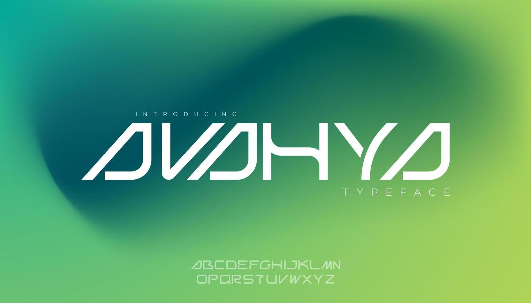 avahya, alphabet majuscule de caractère fort et audacieux moderne cyberpunk. police vectorielle. vecteur