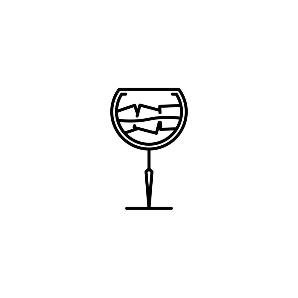 icône de verre gobelet avec glaçon sur fond blanc. style simple, ligne, silhouette et épuré. noir et blanc. adapté au symbole, au signe, à l'icône ou au logo vecteur