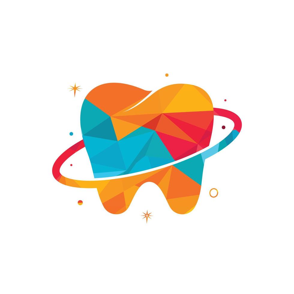 création de logo vectoriel planète dentaire. concept de logo vectoriel de clinique dentaire.