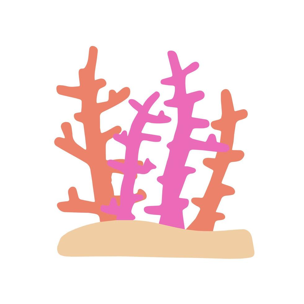 coraux sur le récif. plantes sous-marines. sous-marin tropical exotique. illustration de dessin animé plat vecteur