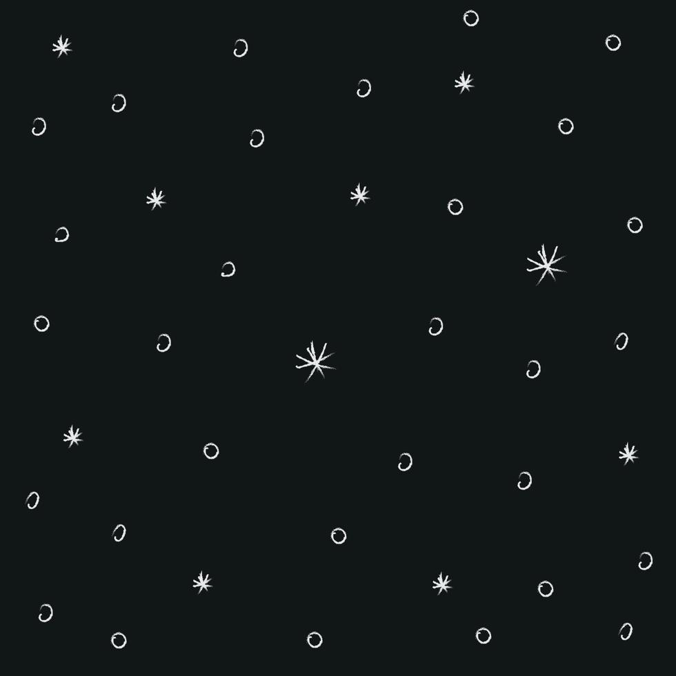 illustration de doodle cosmos dans un style enfantin, clipart de conception. poussière d'étoile de l'espace abstrait dessiné à la main. noir et blanc. vecteur